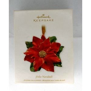 2011 Hallmark Feliz Navidad! Happy Christmas Poinsettia Ornament NEW 2011